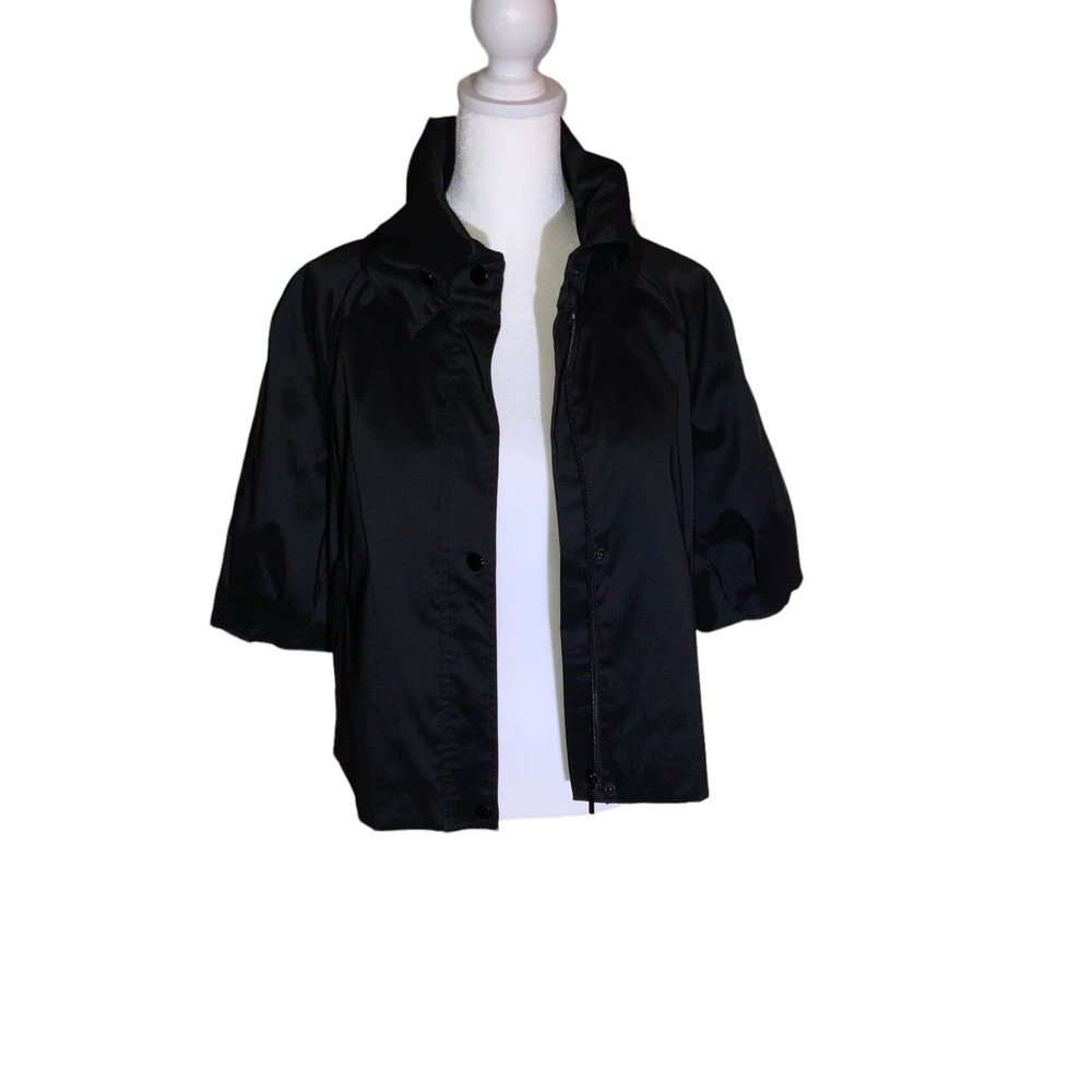 D & Y Black Button Up Jacket With Wrap Style‎ Button Down Collar Size Medium